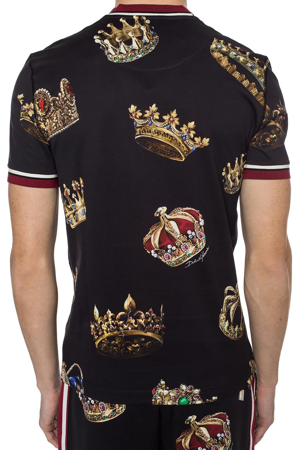 Dolce & Gabbana Synthetic Short Sleeved Crowns Print T-shirt in Black ...