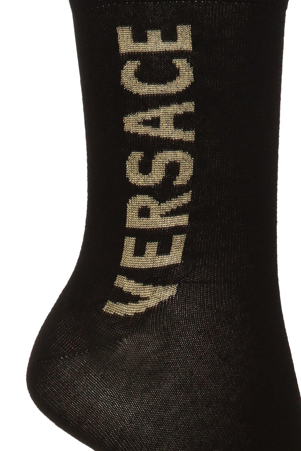 Versace Cotton Logo Socks in Black Lyst
