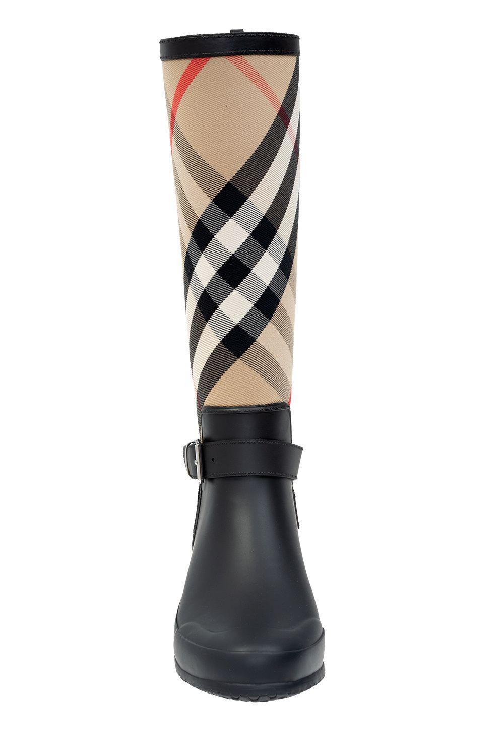 Burberry 'house Check' Rain Boots in Natural | Lyst