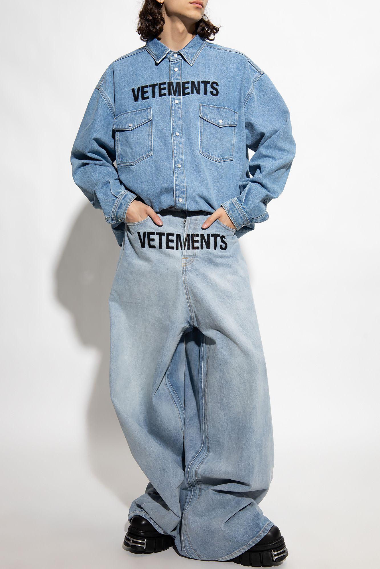 Vetements Blue Jeans With Logo | Lyst