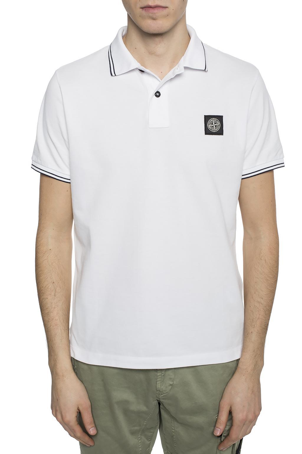 Stone Island Patched Polo Shirt in White for Men - Lyst