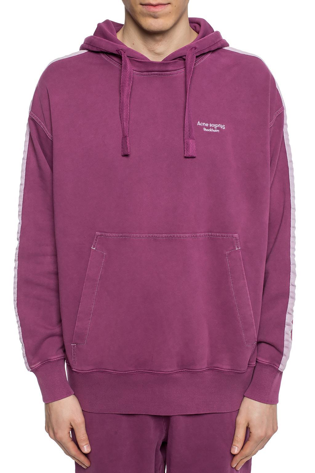 Acne Studios Cotton Logo-embroidered Hoodie in Purple for Men - Lyst