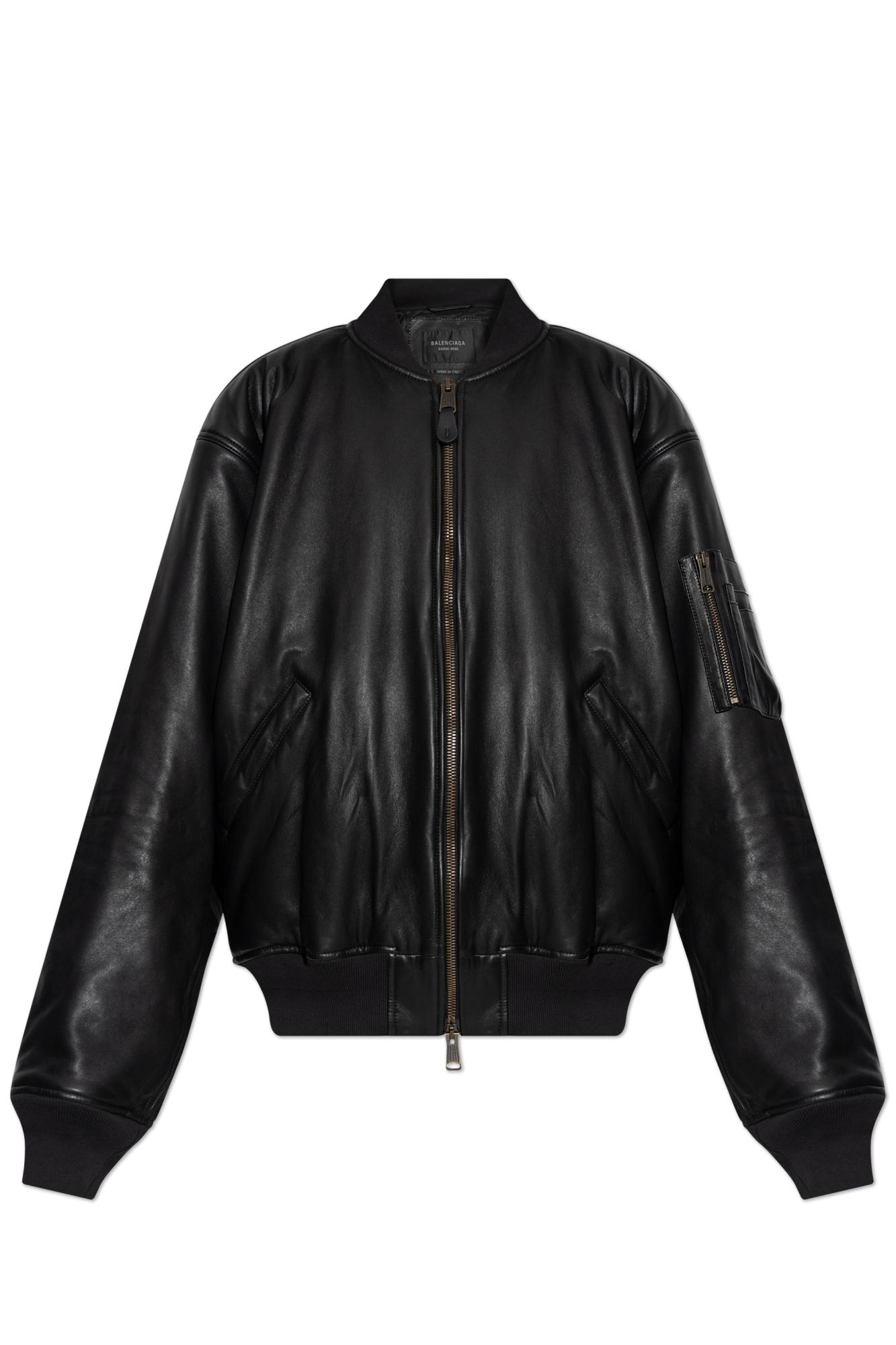 Balenciaga leather bomber jacket best sale