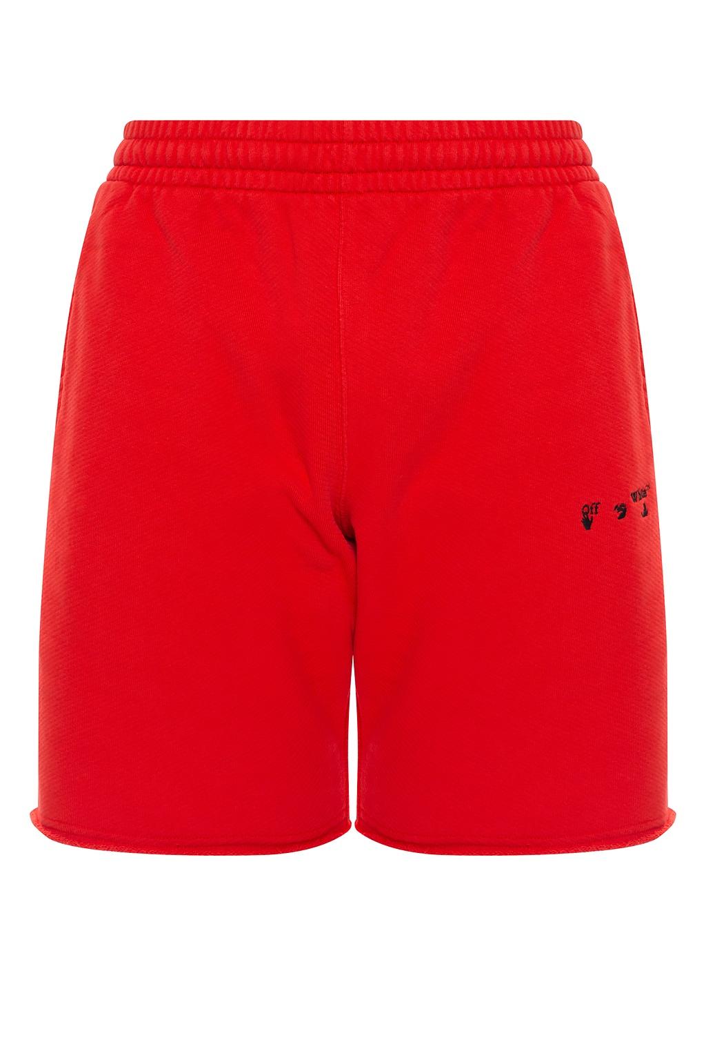 off white shorts red