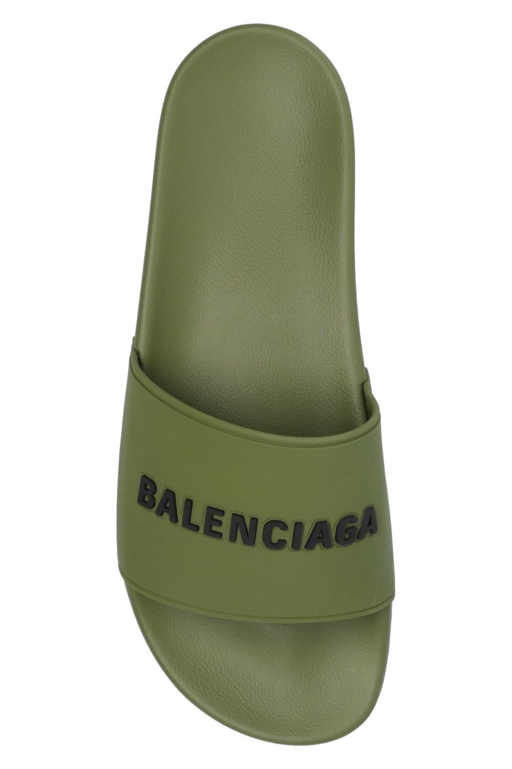 Balenciaga 'pool' Slides With Logo in Green for Men | Lyst