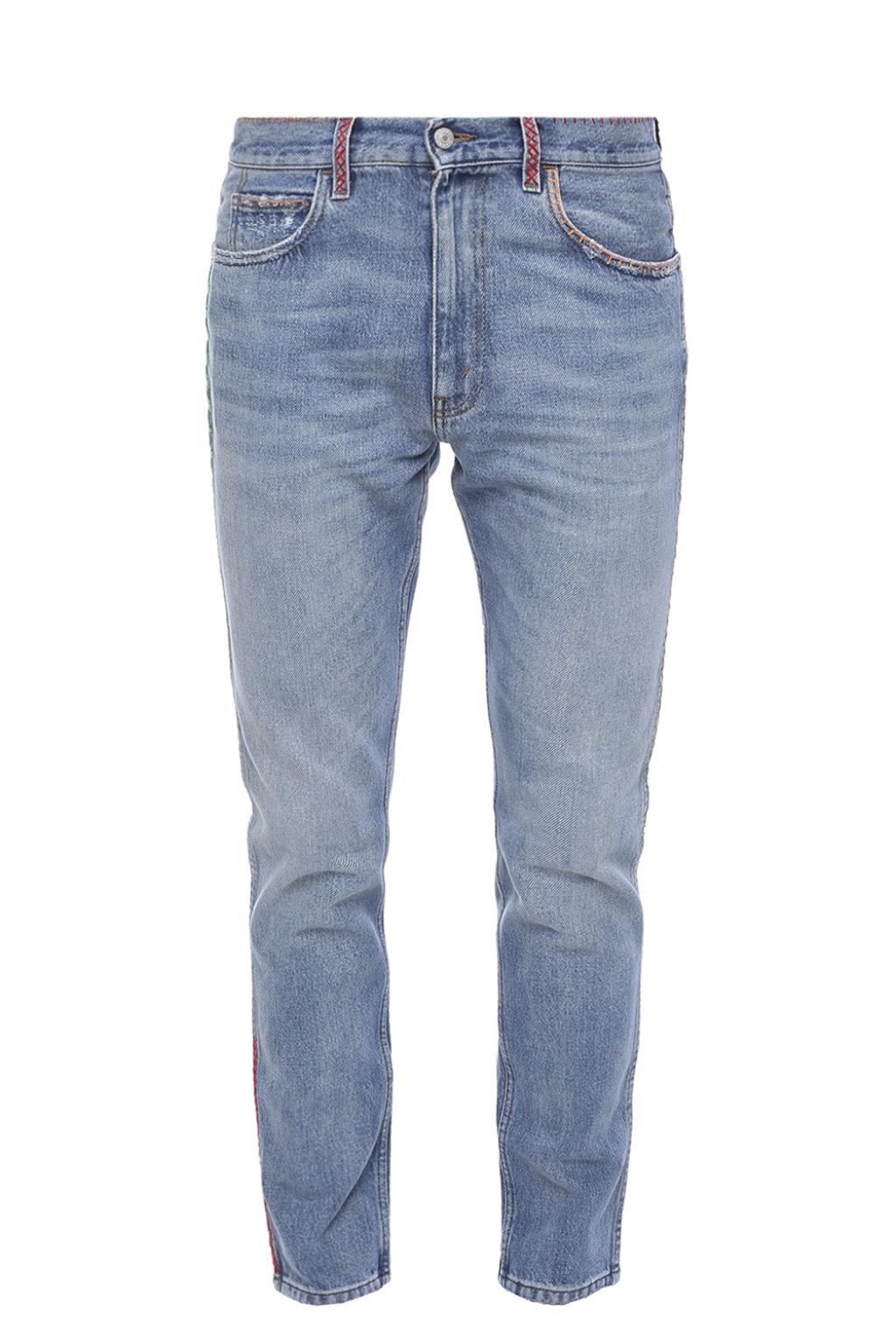 Gucci Denim Embroidered Jeans in Blue for Men Lyst