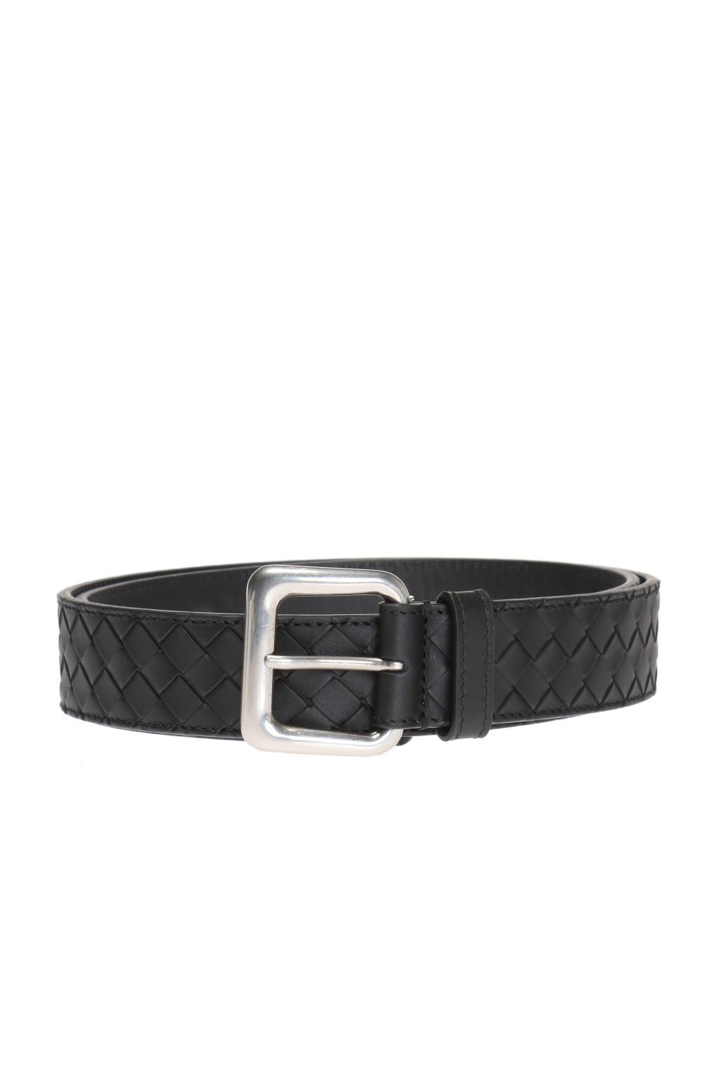 Bottega Veneta Leather 'intrecciato' Belt in Black for Men - Lyst
