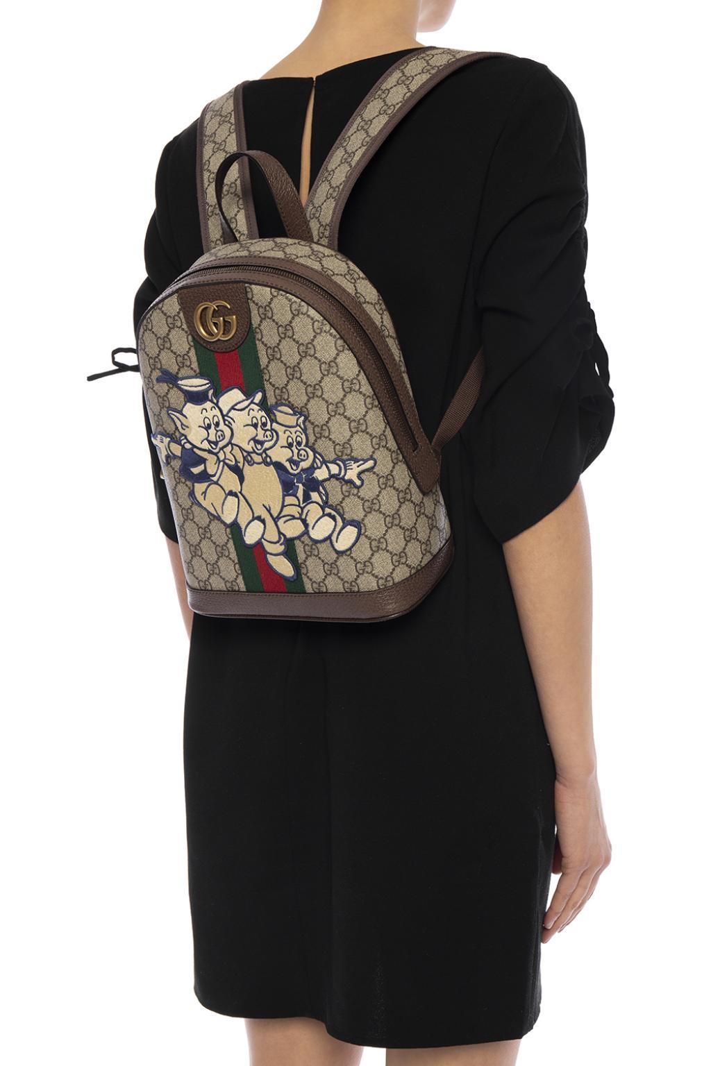 Gucci Canvas &#39;three Little Pigs&#39; Motif &#39;ophidia&#39; Backpack in Brown - Lyst
