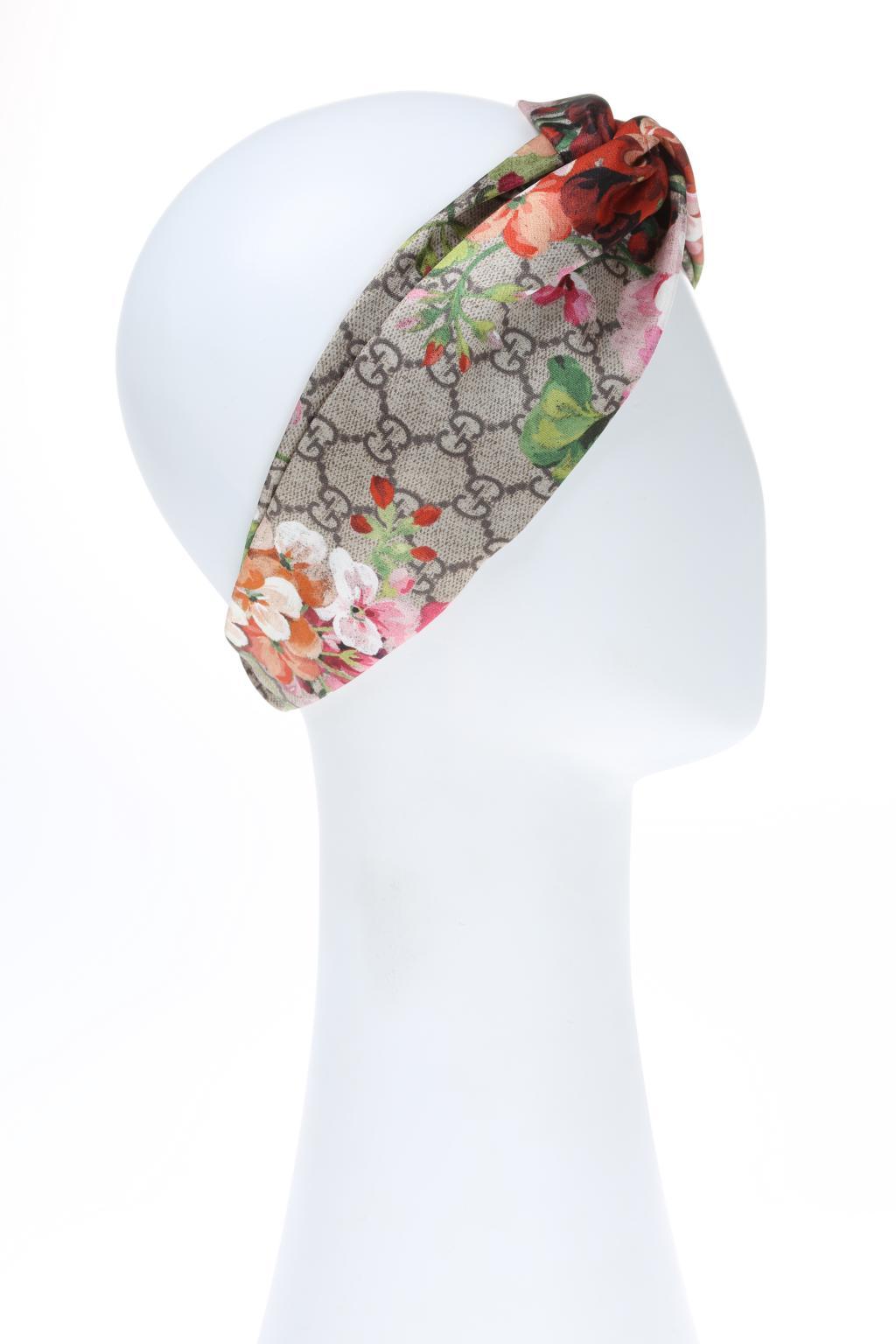 Gucci Floral Silk Headband in Brown | Lyst