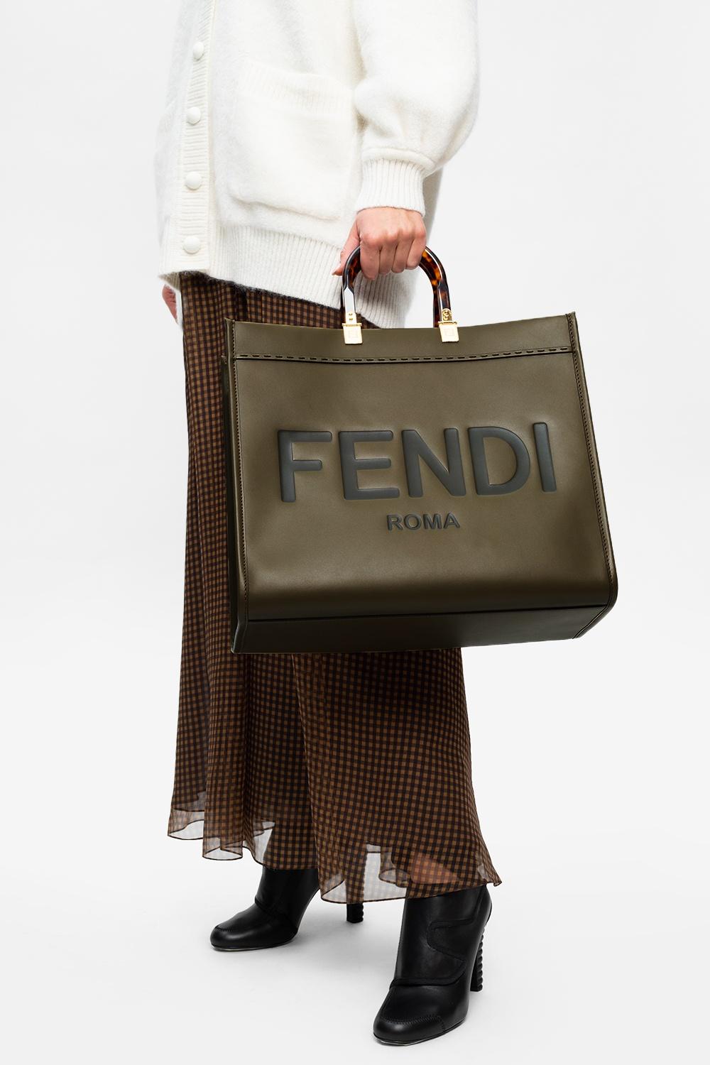 Fendi Leather 'sunshine' Shopper Bag Green | Lyst