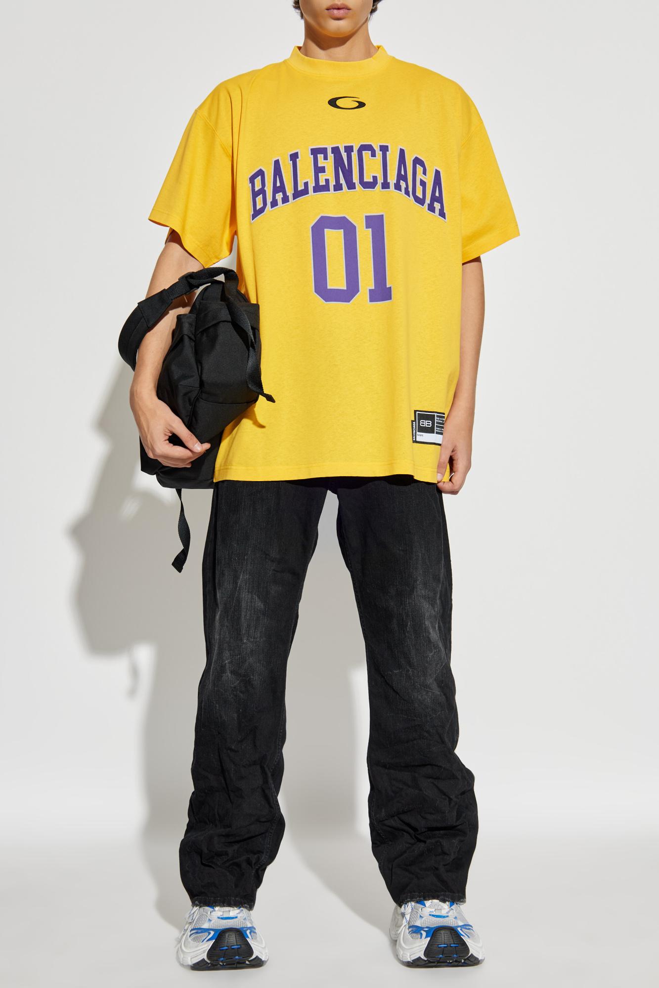 Balenciaga T-Shirt With Logo in Yellow for Men | Lyst