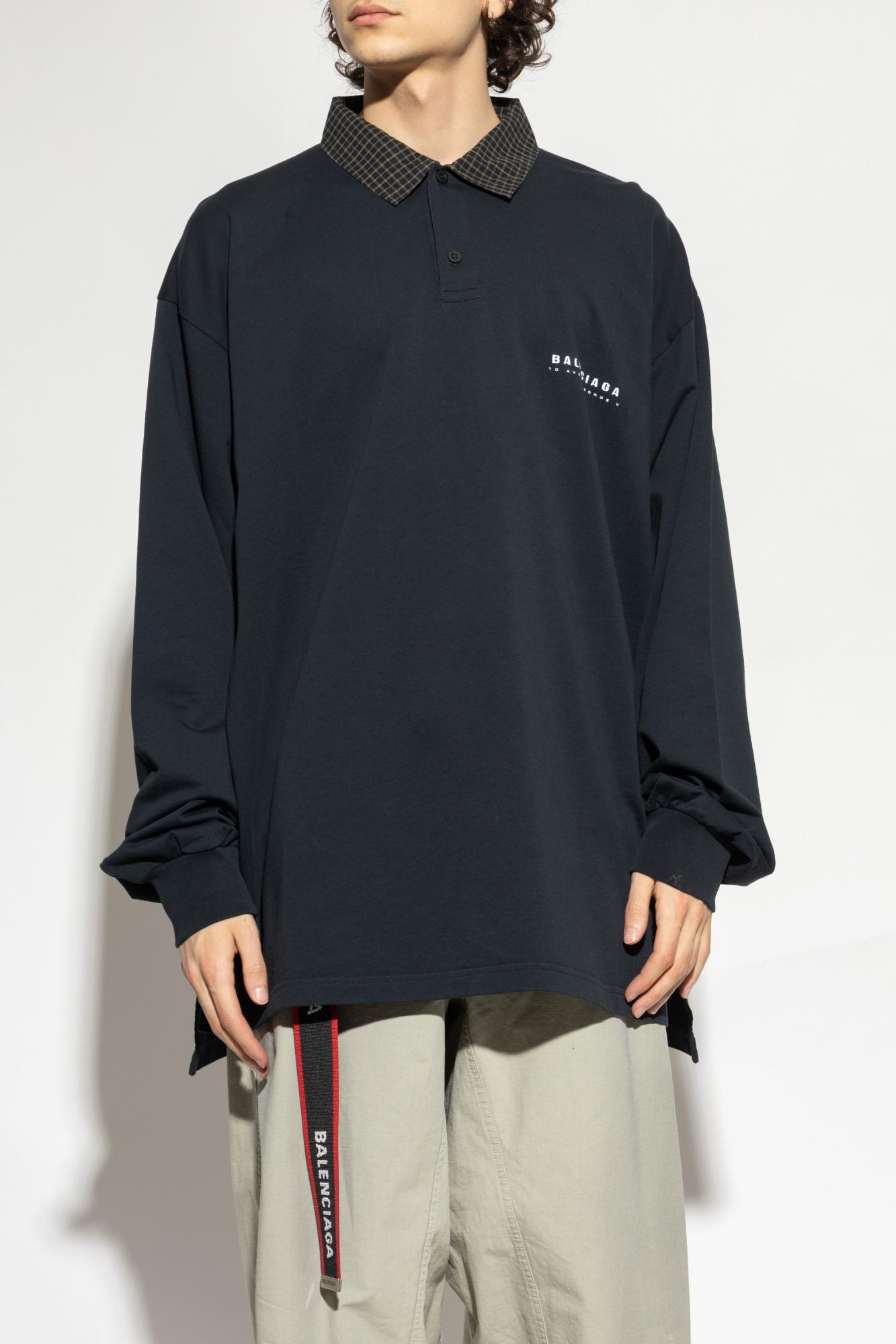 【BALENCIAGA】LONG SLEEVED POLO SHIRT ポロシャツ Balenciaga Long Sleeve Polo in Blue for Men | Lyst