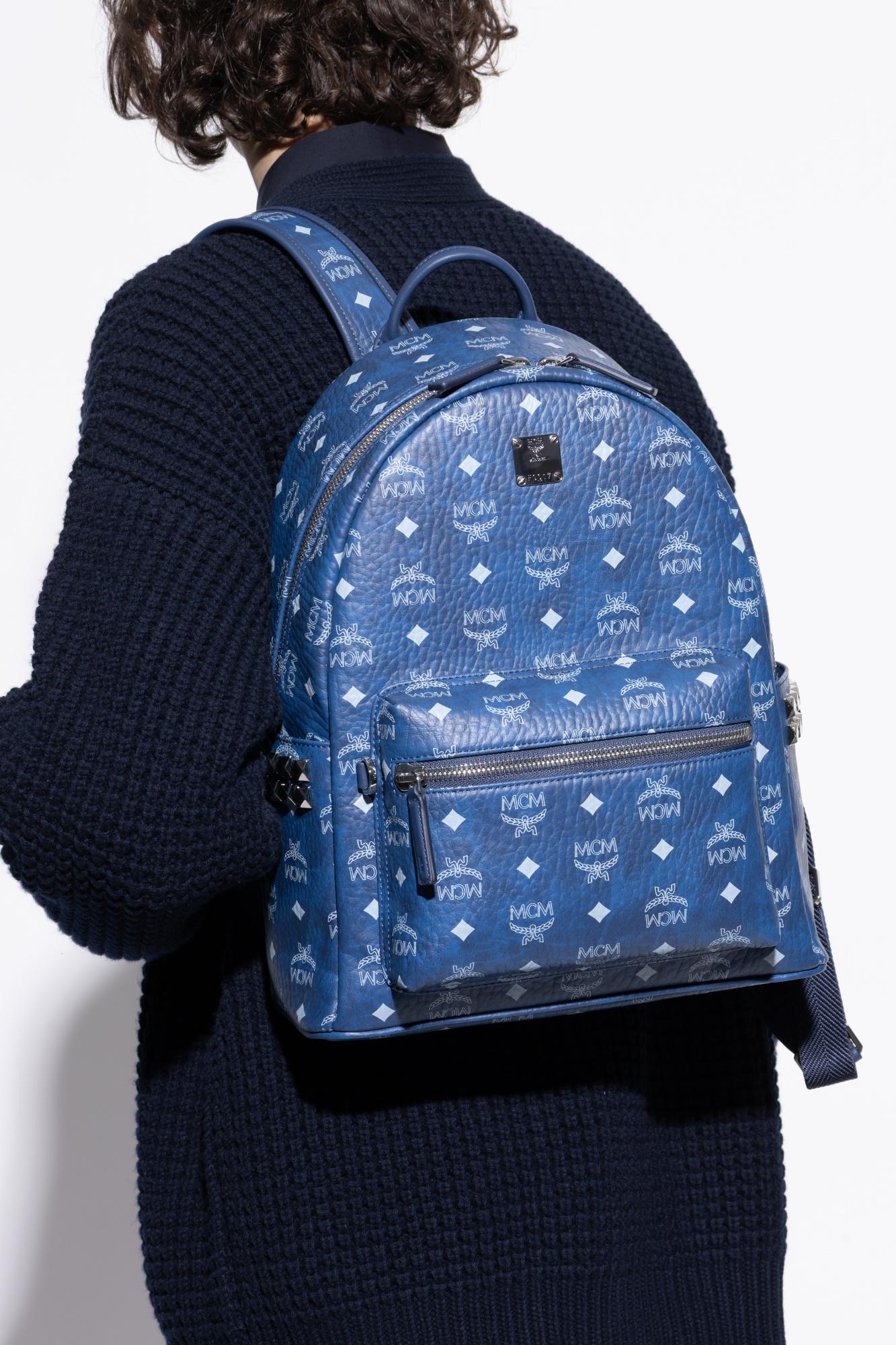 MCM Backpack With Logo in Blue for Men | Lyst