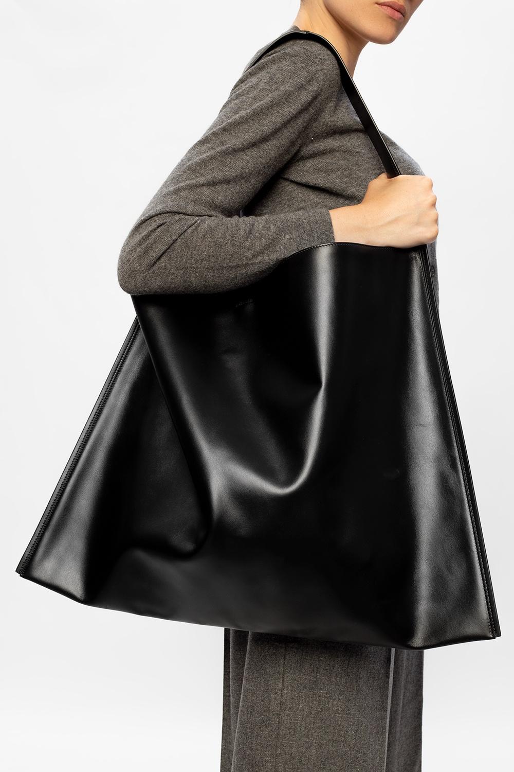Jil Sander Leather Shoulder Bag With Logo Black - Lyst