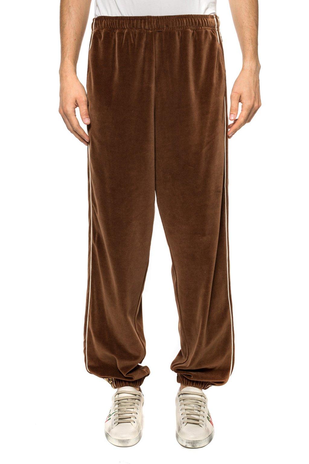 Gucci Velvet jogging Pants in Brown for Men | Lyst
