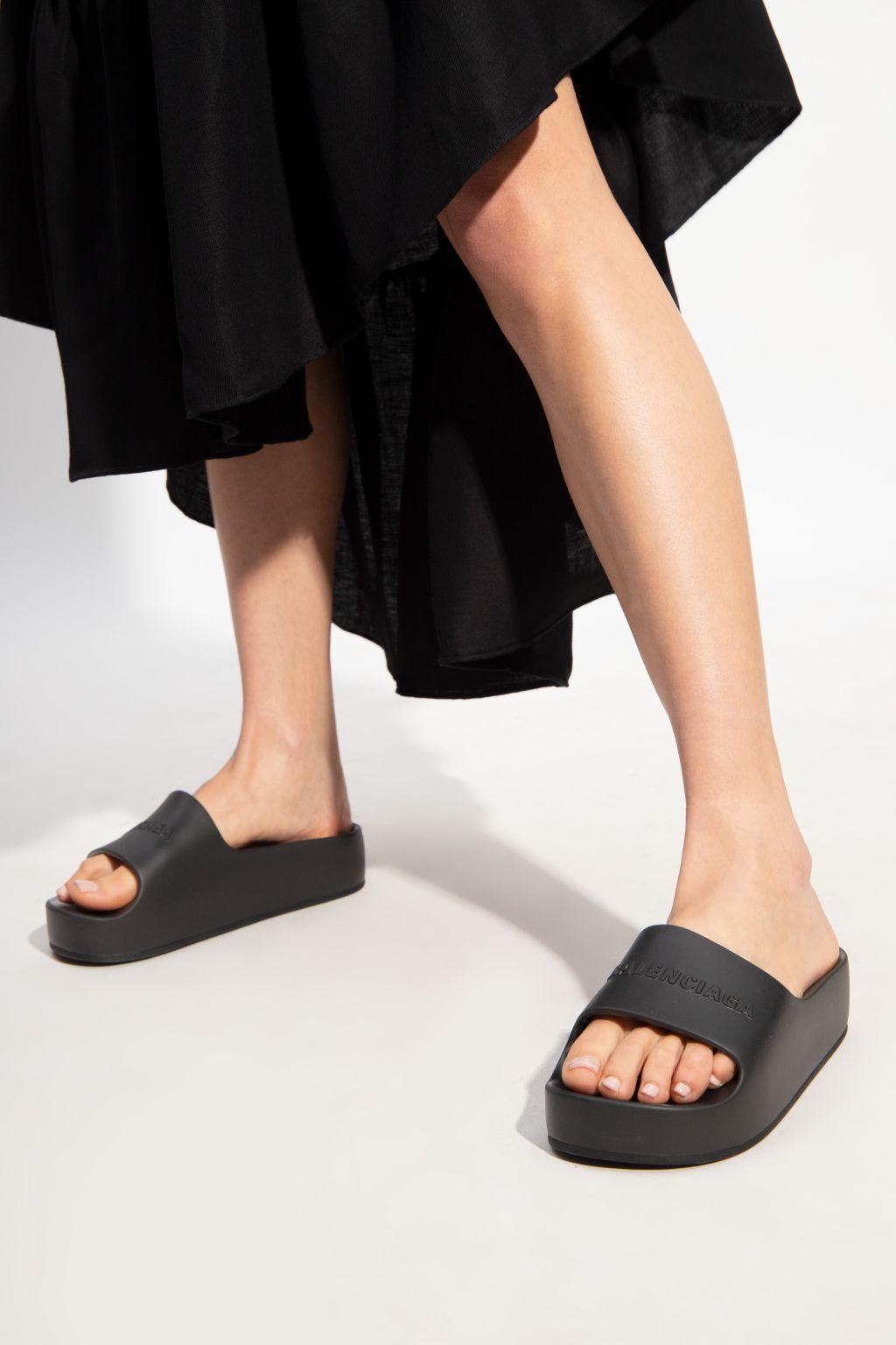 Balenciaga 'chunky' Rubber Slide Sandals in Black | Lyst