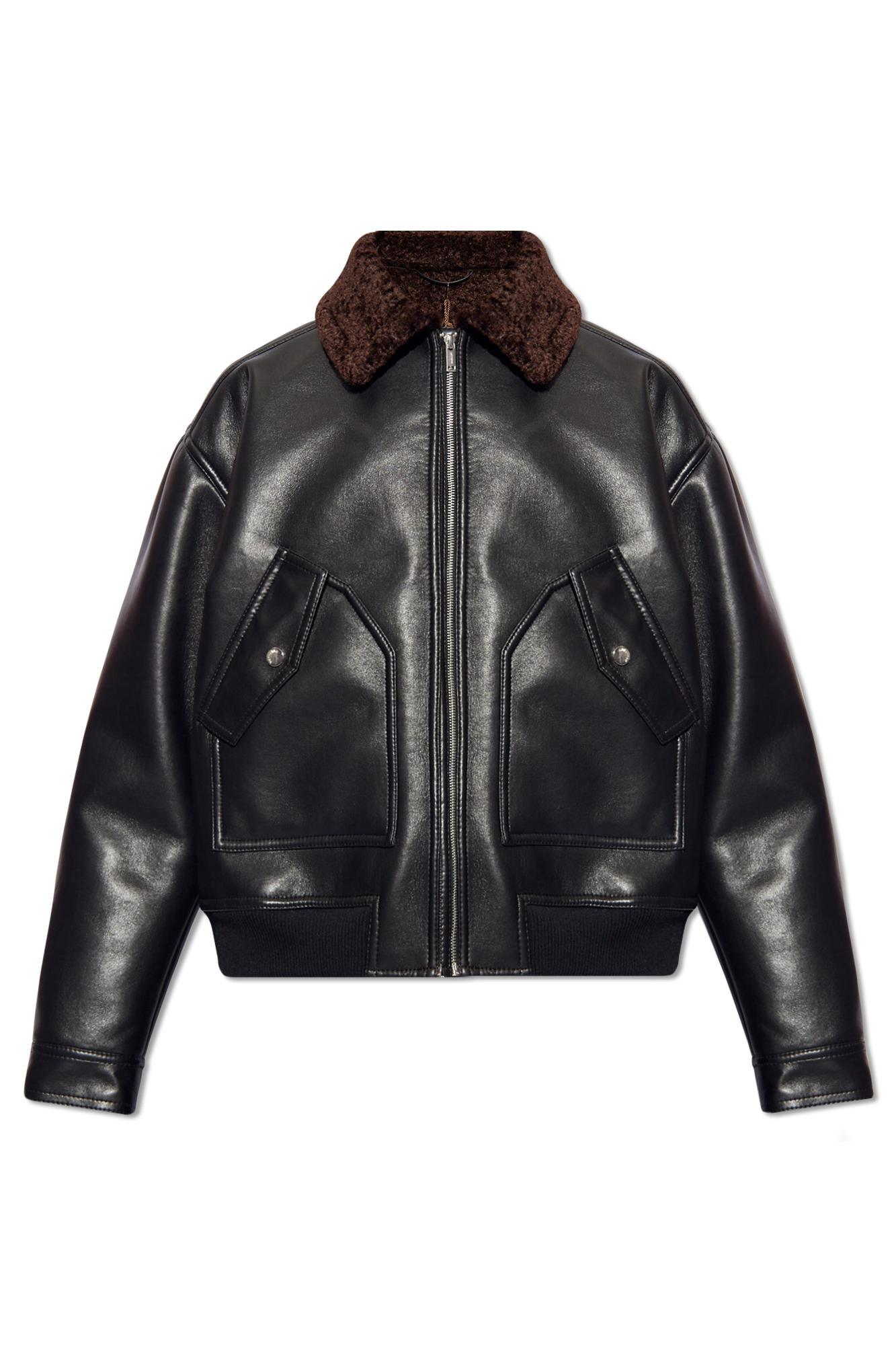 Ami shearling leather jacket deals