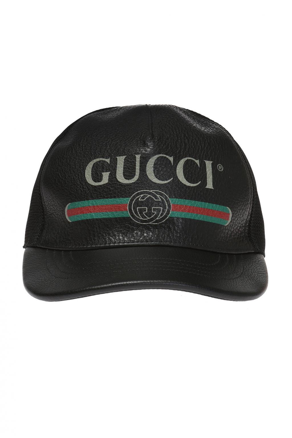 Gucci Leather Meshtrimmed Baseball Cap in Black for Men Lyst
