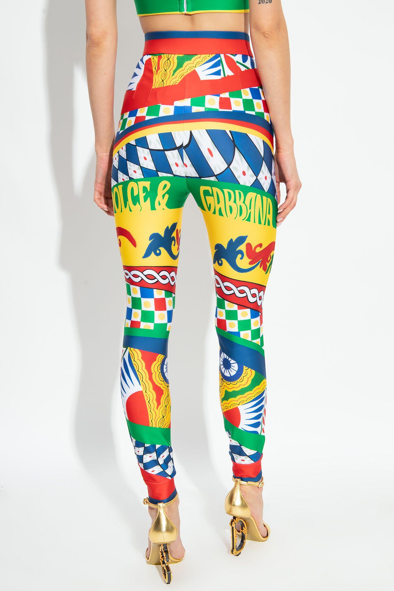 Dolce & Gabbana Kids' Girls Meadow-print Interlock Leggings In Multicolor