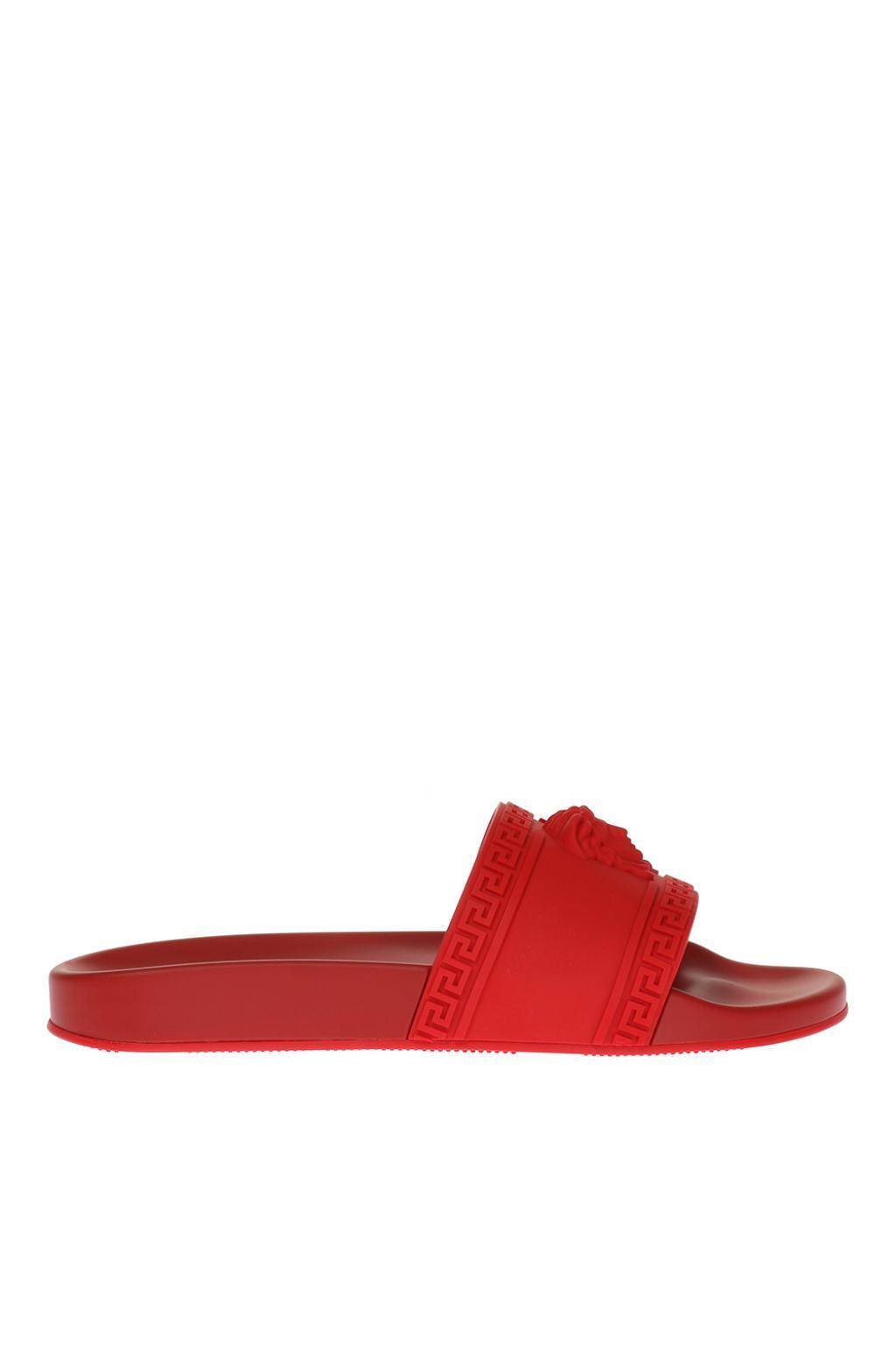 Versace Rubber Sliders in Red for Men - Lyst