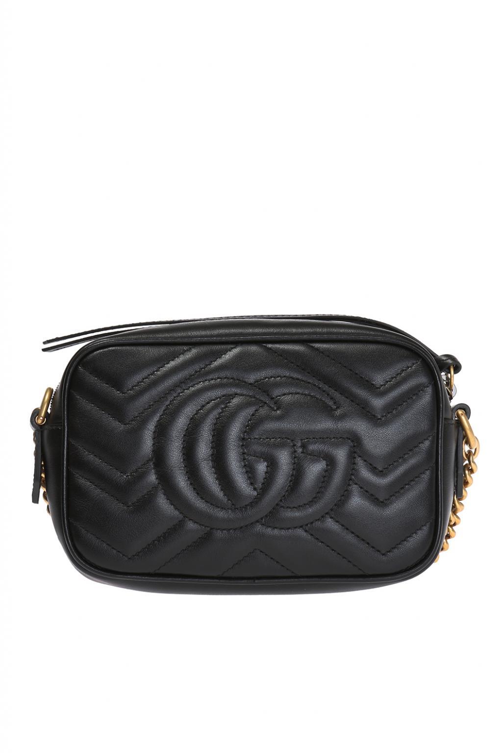 Gucci Leather &#39;GG Marmont&#39; Shoulder Bag in Red Black (Black) - Lyst