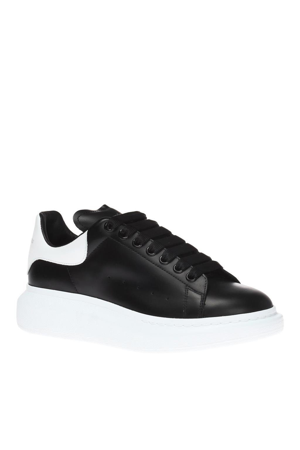 Alexander McQueen Leather Logo Sneakers in Black for Men | Lyst