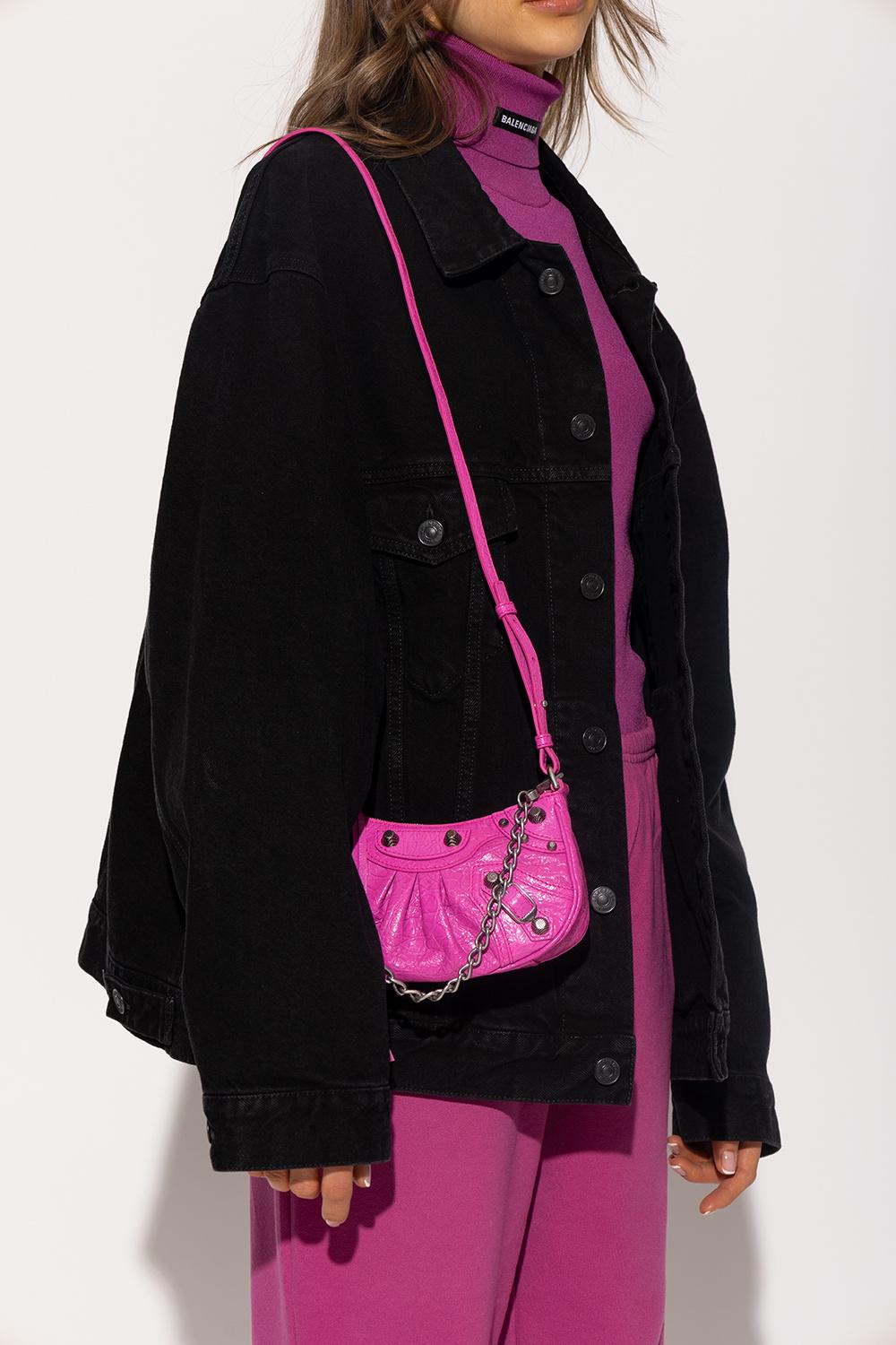 BALENCIAGA Le Cagole mini studded printed denim shoulder bag  NETAPORTER