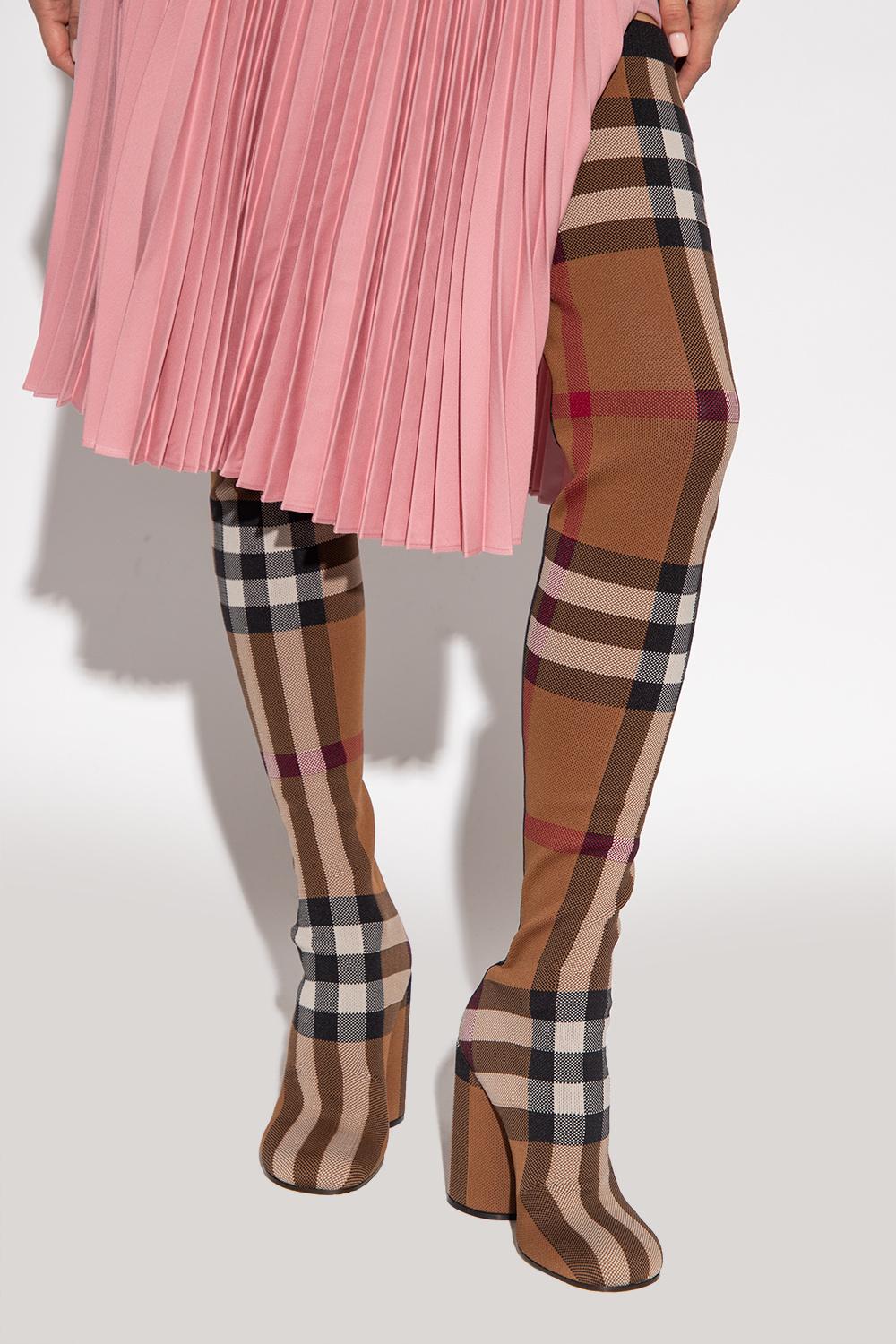 Burberry 'anita' Heeled Overtheknee Boots in Pink Lyst