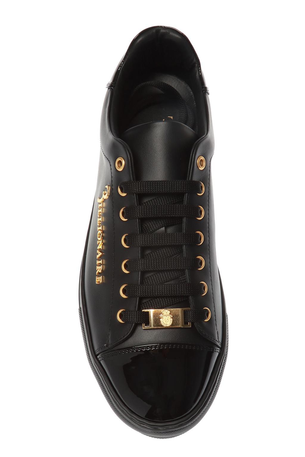 Billionaire Leather Branded Sneakers in Black for Men - Lyst