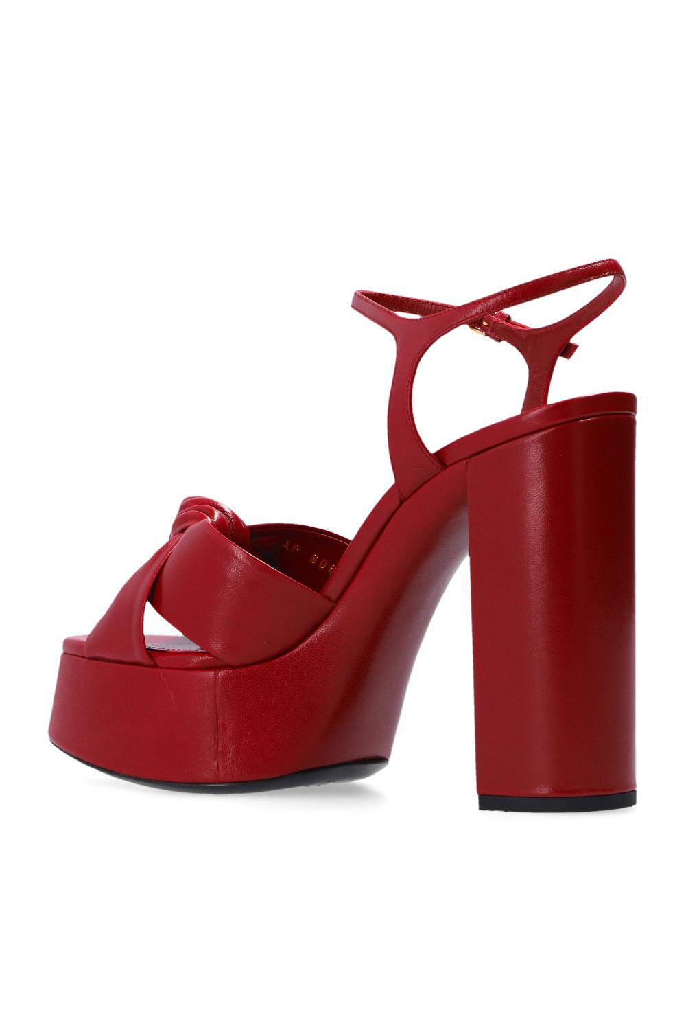 Saint Laurent Leather 'bianca' Platform Sandals in Burgundy (Red) - Lyst