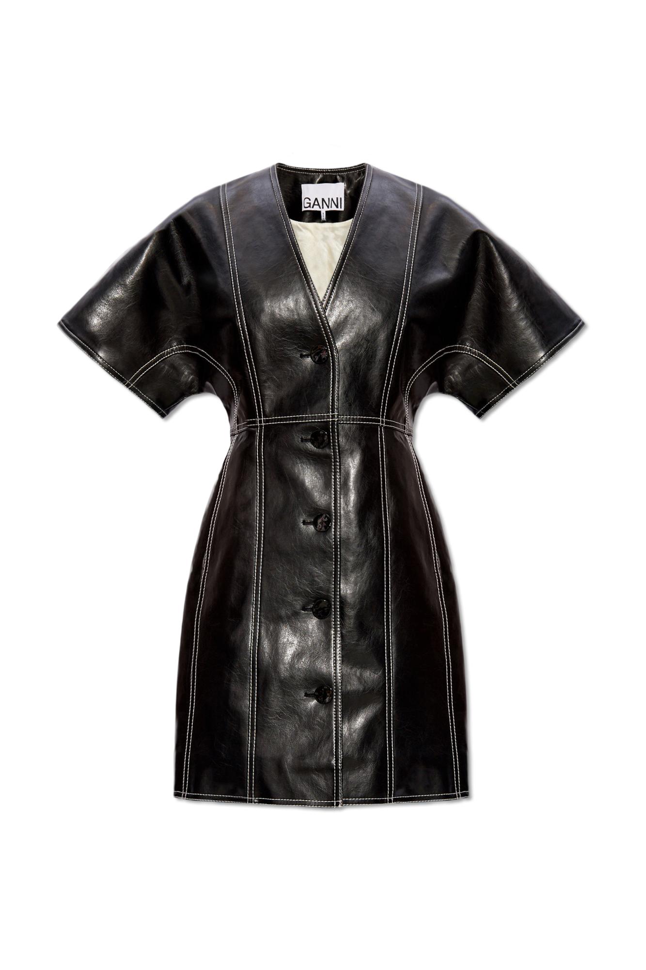 Ganni leather dress sale