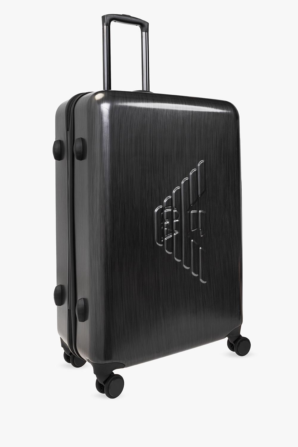 Emporio Armani Trolley Suitcase With Logo in Black for Men | Lyst