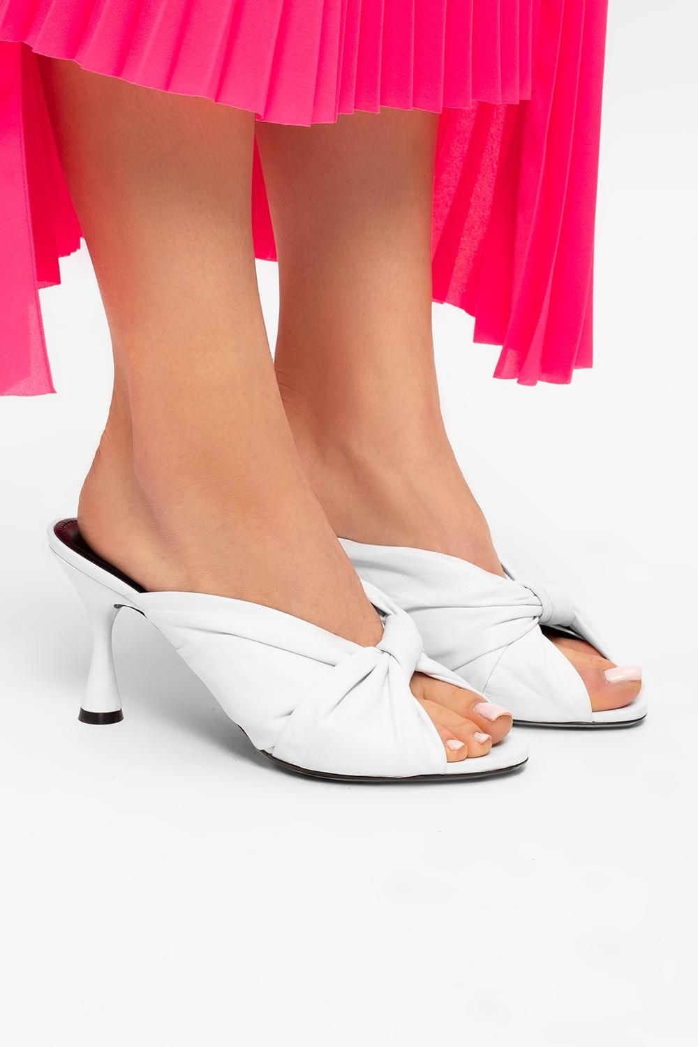 Balenciaga Leather 'drapy' Heeled Mules in White | Lyst