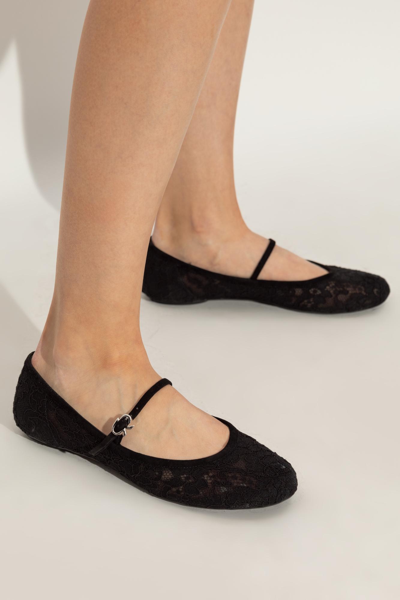 Gianvito Rossi Lace Ballet Flats Claudia in Black | Lyst