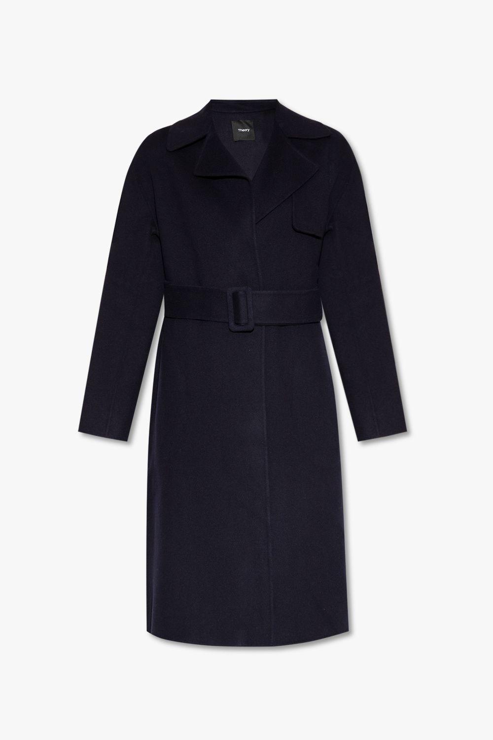 Theory Belted Wool Coat in Blue | Lyst