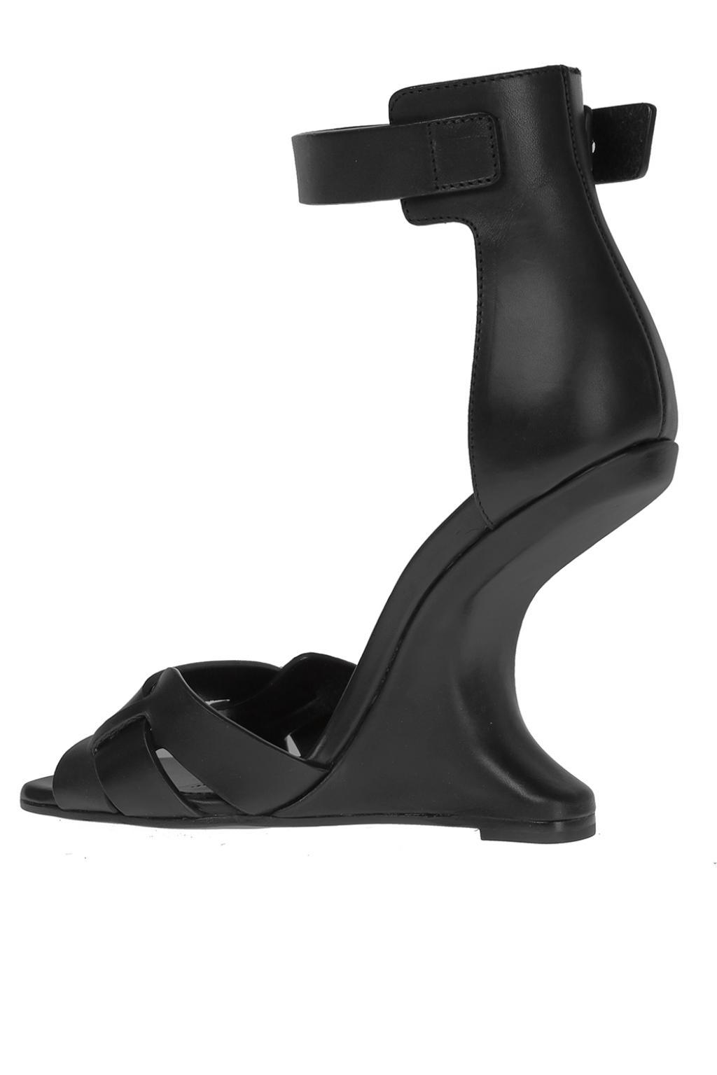 Rick Owens Leather 'cantilever' Heel Sandals in Black - Lyst