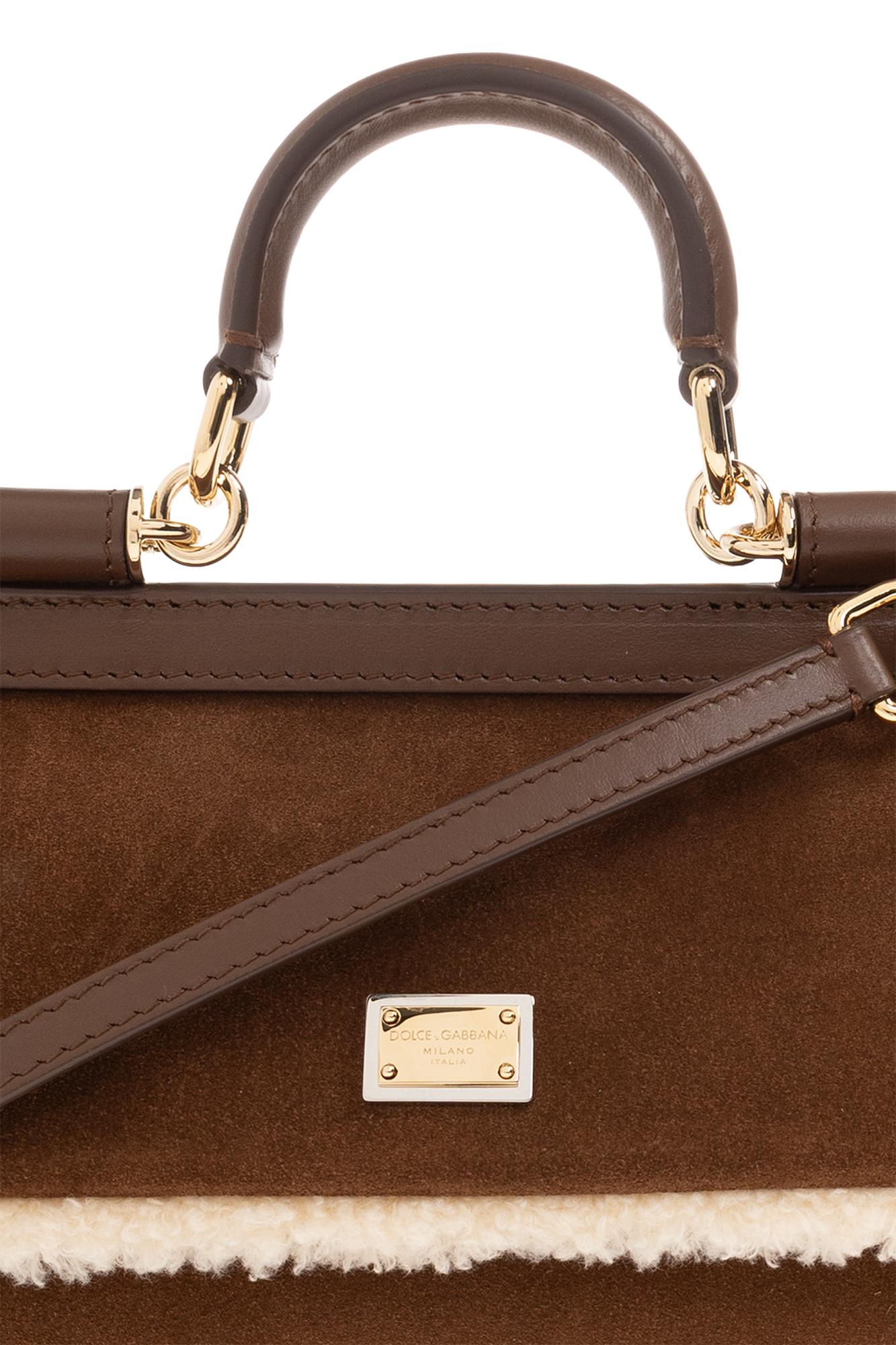 Dolce & Gabbana Sicily Small Leather Shoulder Bag Brown