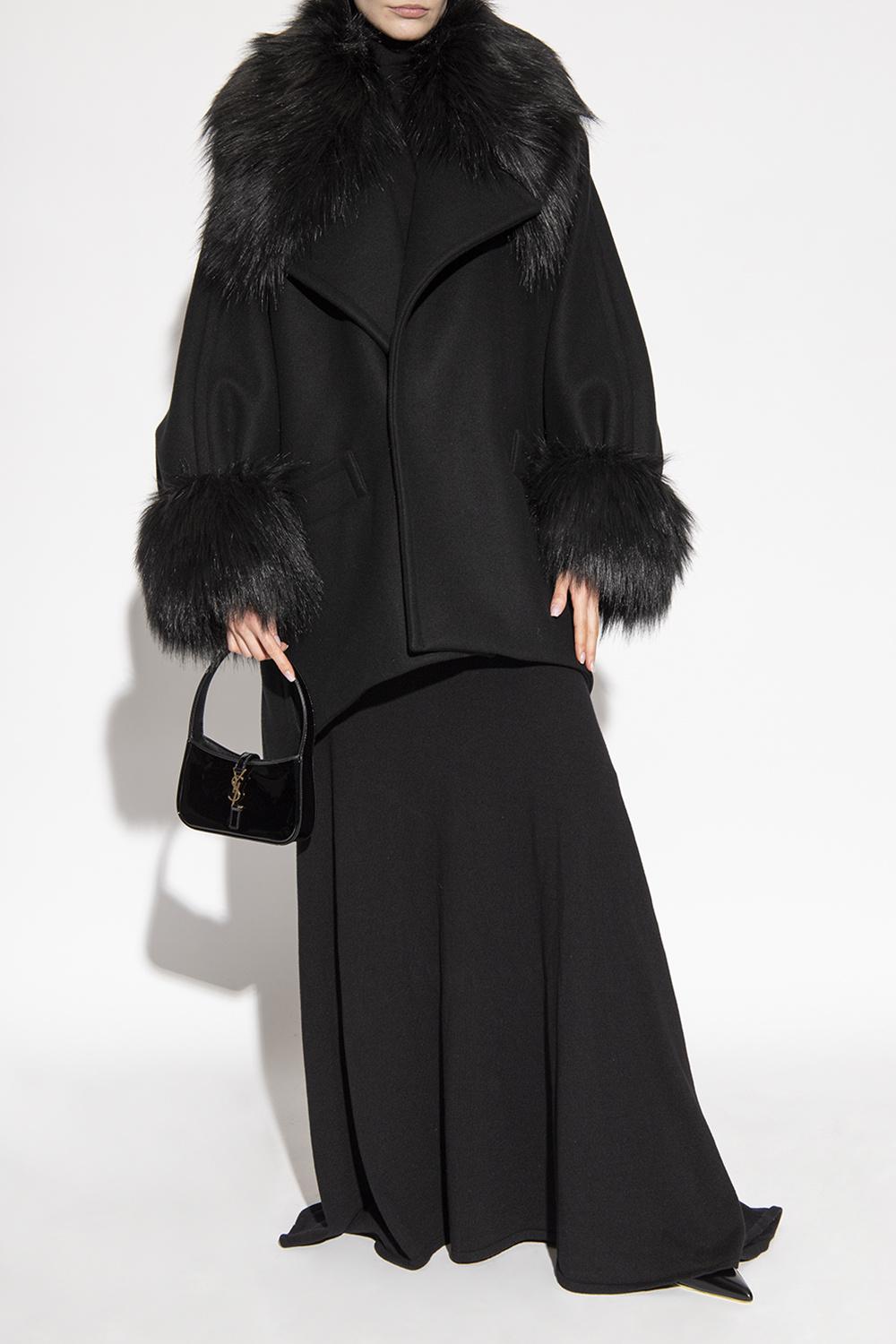 Saint Laurent Animal-free Fur Coat in Black | Lyst