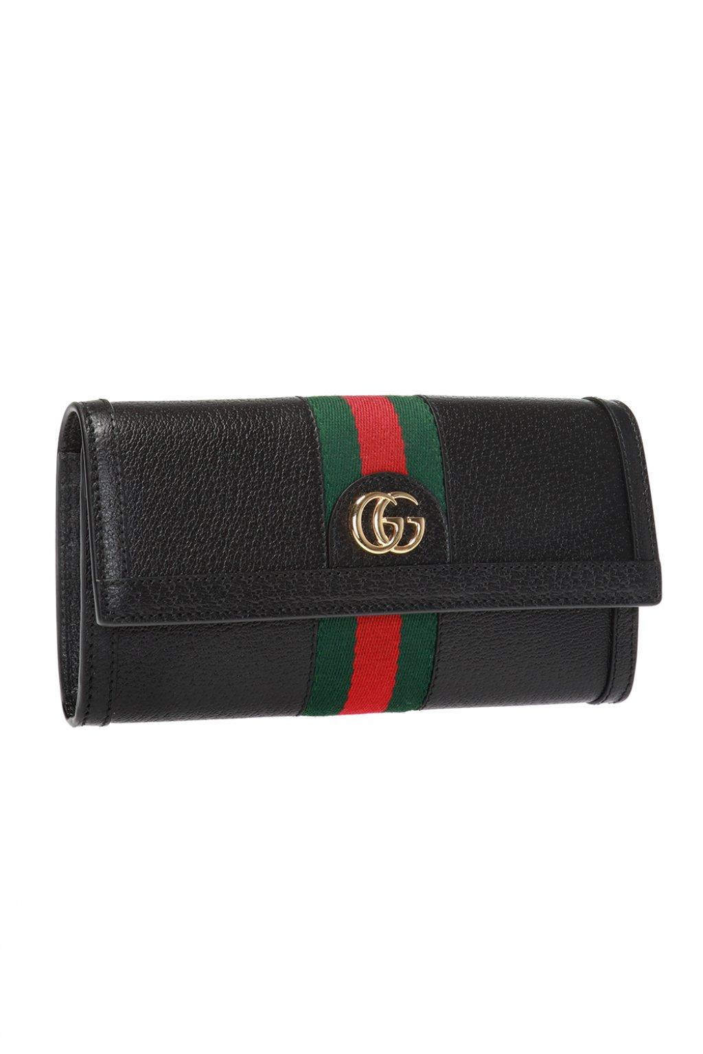 Gucci Leather Wallet With Web Stripe in Burgundy Black (Black) - Lyst