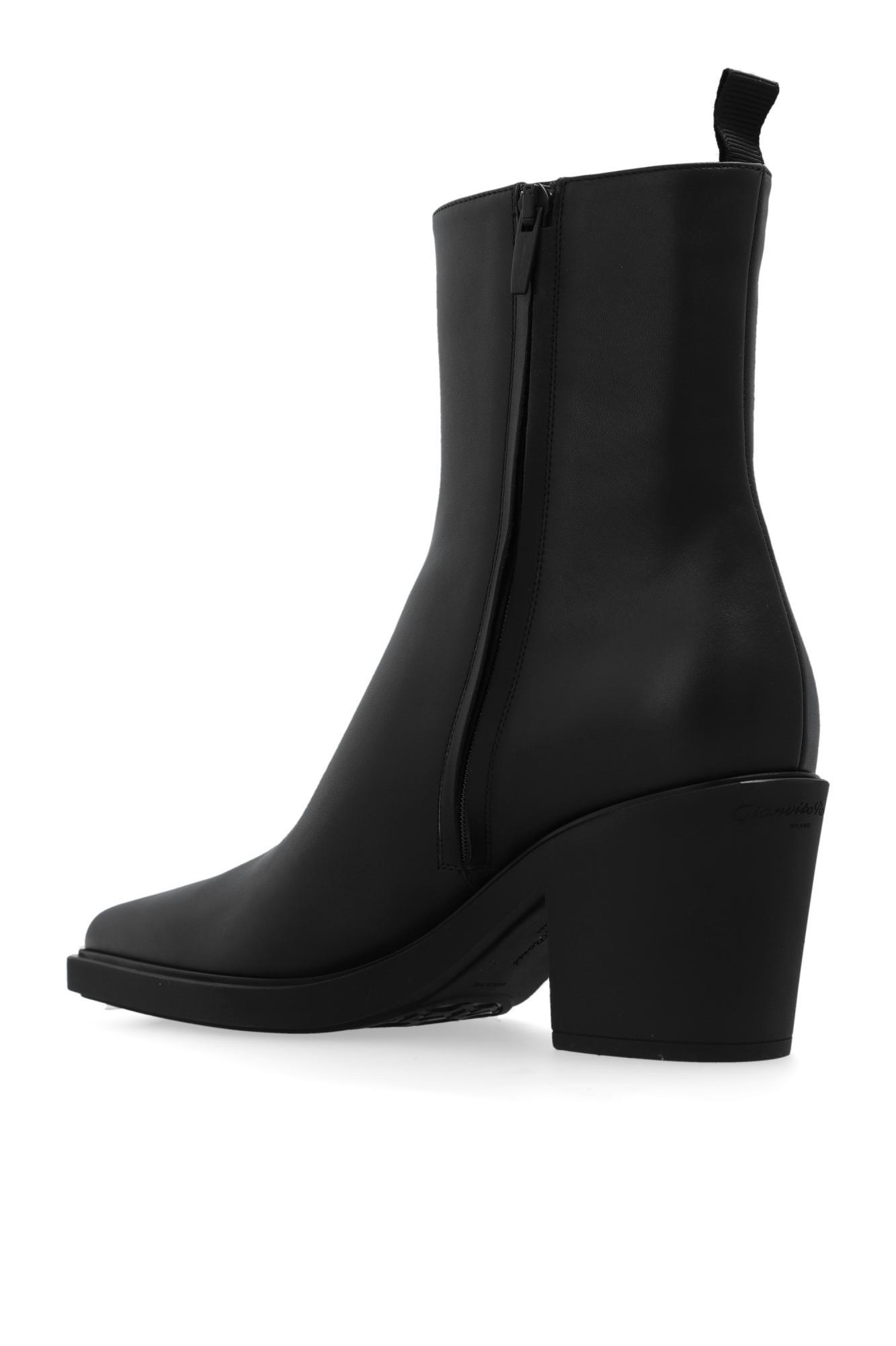 Gianvito Rossi Leather Ankle Boots Dylan in Black | Lyst