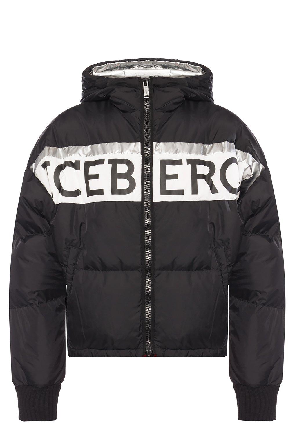 Iceberg Synthetic Branded Down Jacket in Black Lyst