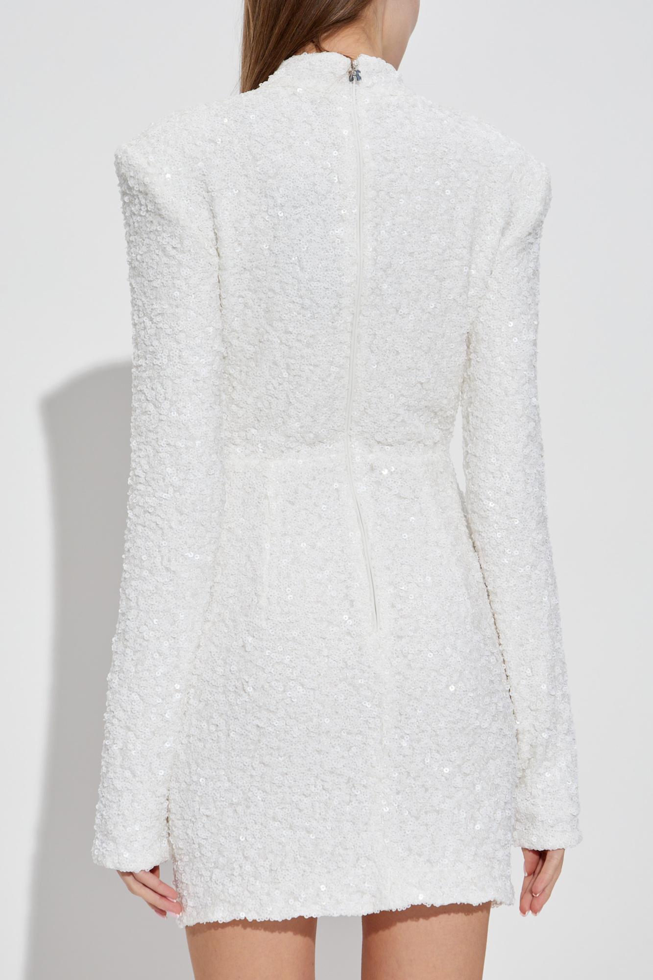 rotate white sequin dress Sequined recycled-satin maxi dress - white
