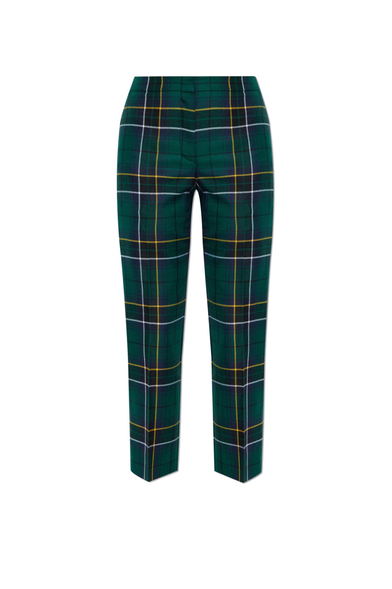 McQueen Plaid Trousers in Green | Lyst