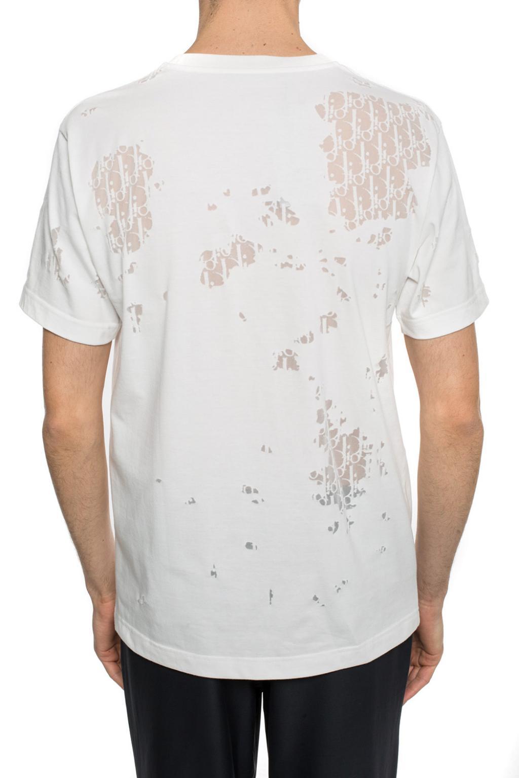 Dior Distressed T-shirt in White for Men | Lyst