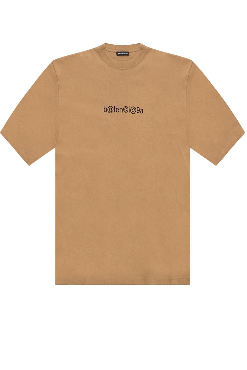Balenciaga Cotton Logo T-shirt Brown for Men | Lyst