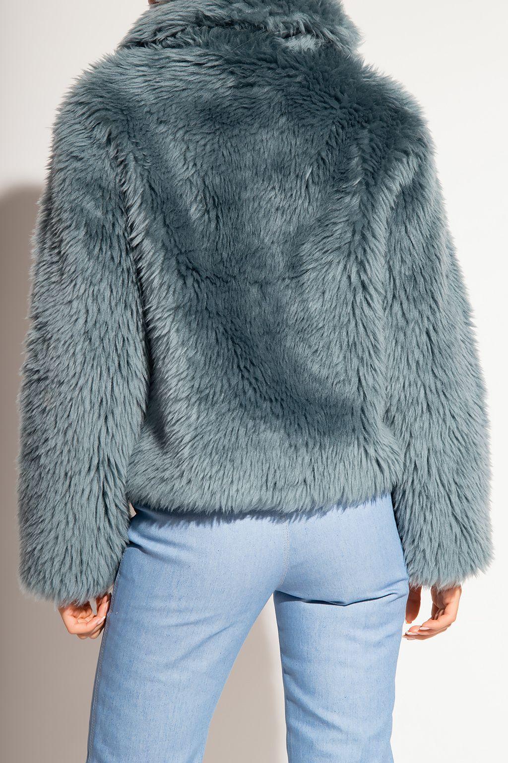 Yves Salomon Short Faux Fur Coat in Blue | Lyst