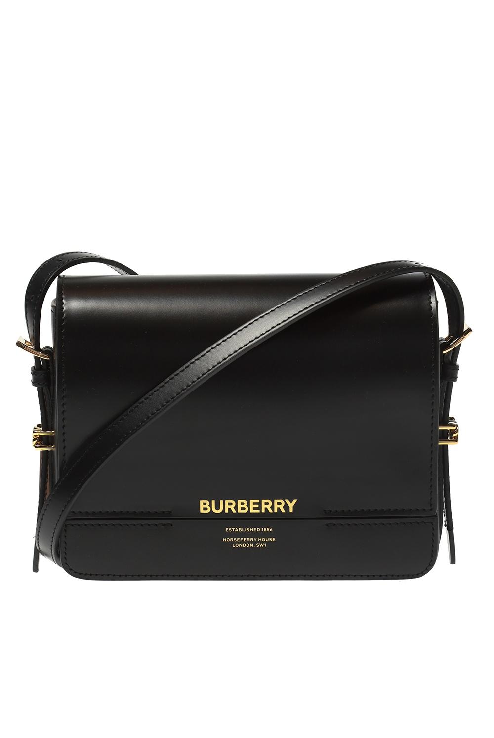 Burberry Leather 'grace' Shoulder Bag in Black | Lyst