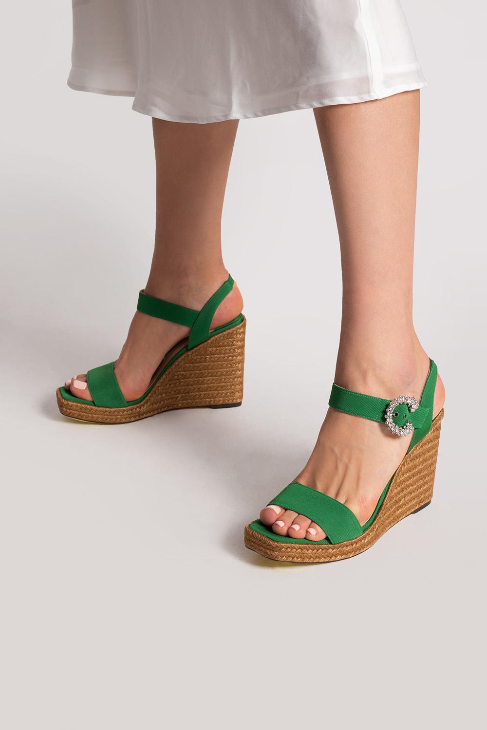 Jimmy Choo Leather 'mirabelle' Wedge Sandals in Green | Lyst