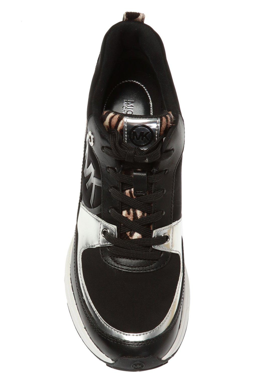 Michael Kors Leather 'mickey' Sneakers in Black - Lyst