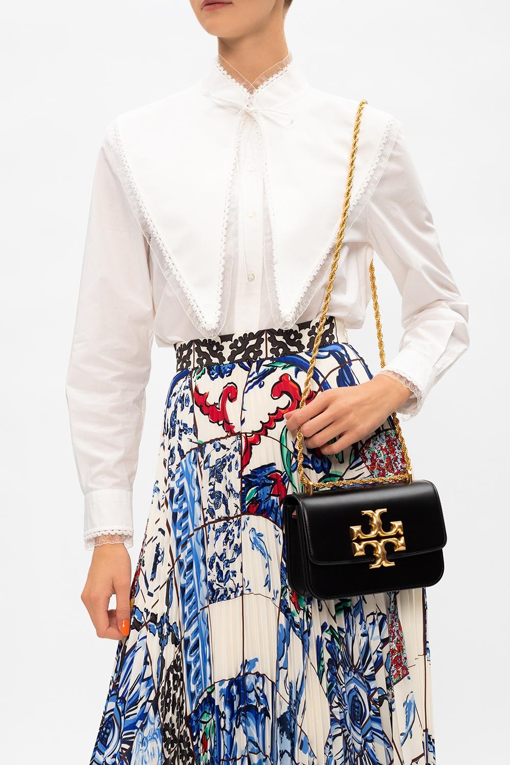 Tory Burch Eleanor Leather Shoulder Bag in Black | Lyst